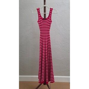 D251. Red & White Striped Ribbed Knit Dress